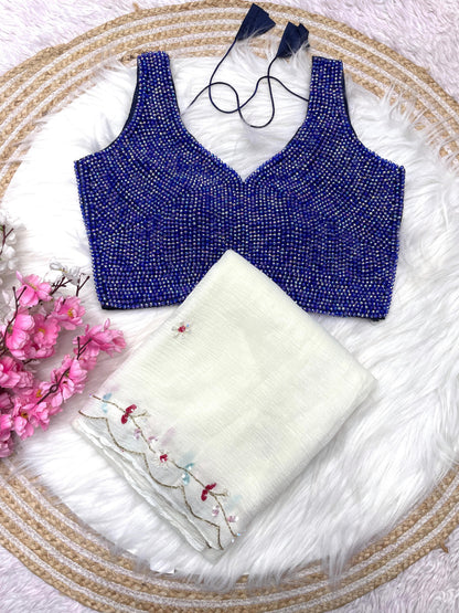 Colourful pearl Blouses with Desginer saree luxe