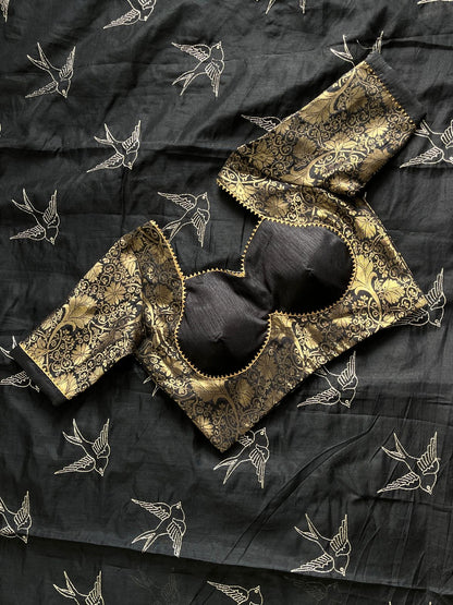 Chanderi Thread zari with desginer stitched blouse