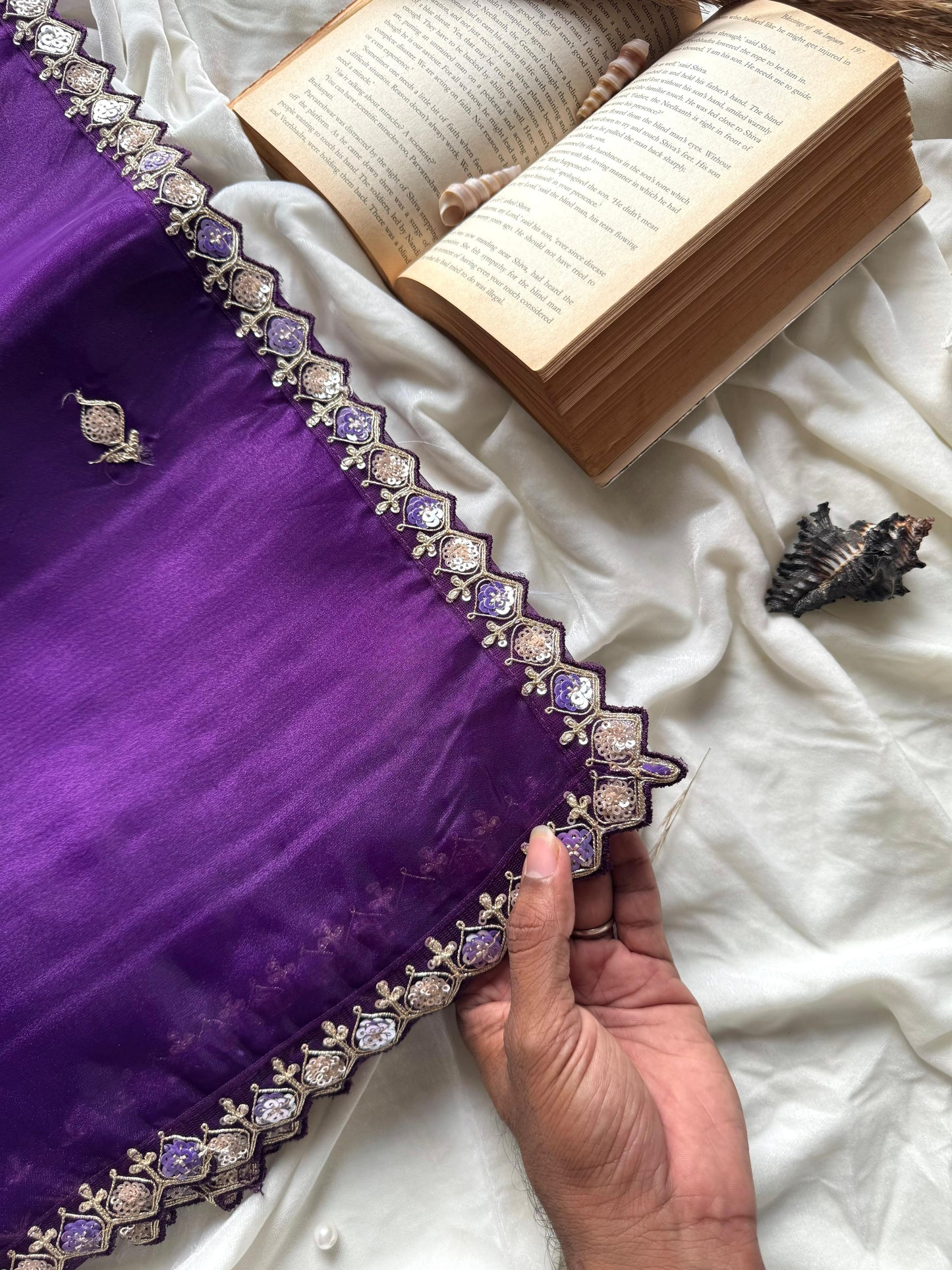 Luxe Premium tissue silk saree with coding work & multi colour sequence  With Stitched Blouse