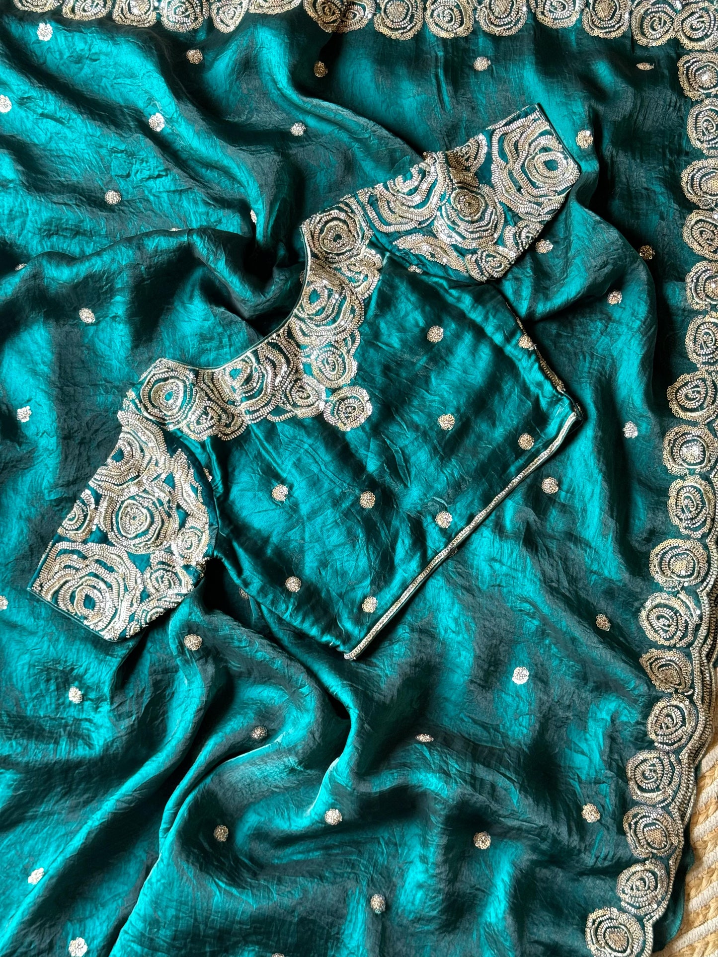 Luxe Saree With Stitched blouse space silk saree