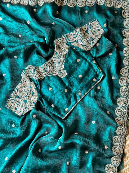 Luxe Saree With Stitched blouse space silk saree