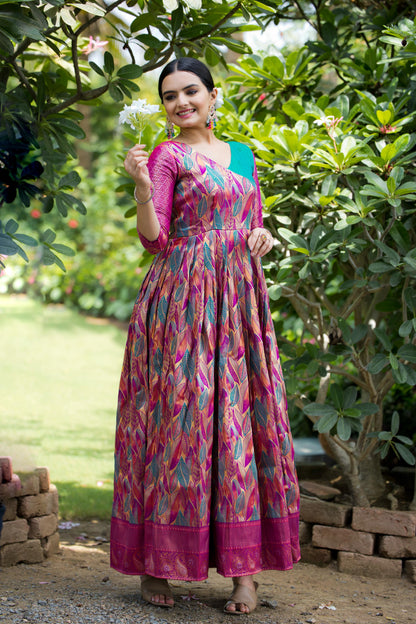 Banarasi Soft silk copper weaving gowns