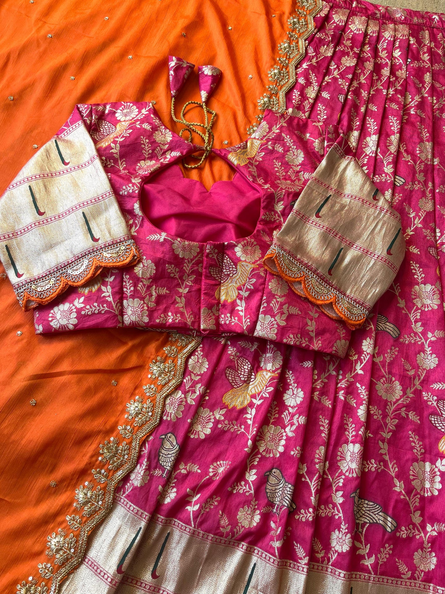 Flower Concept with Muniya paithani border fully stitched lehengas