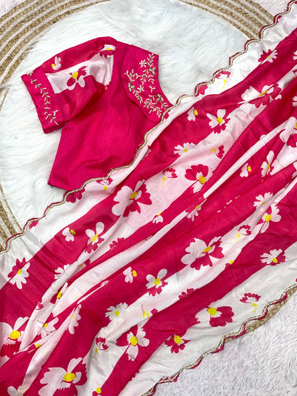 Saree With Stitched Blouse budget wear 🌟