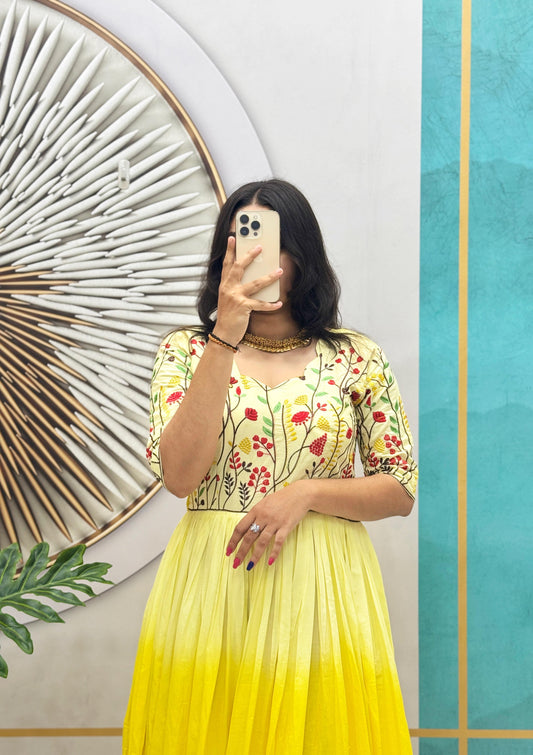 Mul Mul Cotton Duel Shade Gowns /frocks