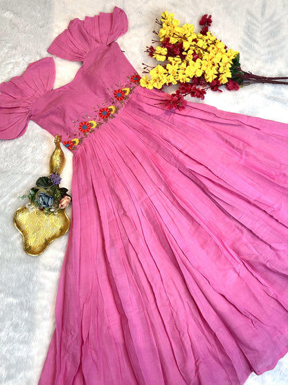 Mul mul cotton work gowns
