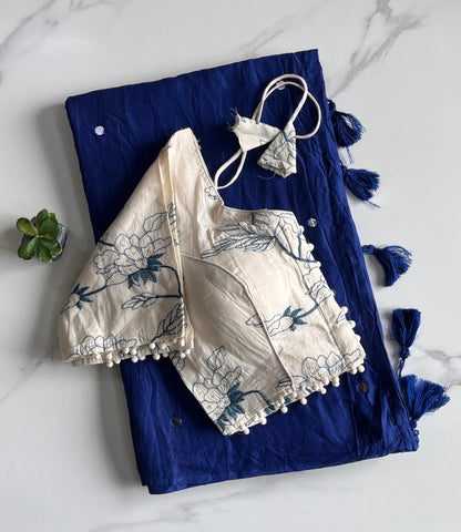 Khadi Cotton Saree with Desginer Stitched Blouse