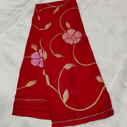 Aakasam Hand painted Chiffon Handwork trending  sarees