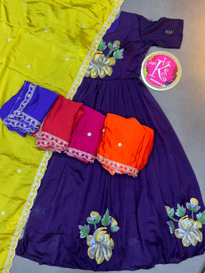 Hand painted traditional gowns with dupatta