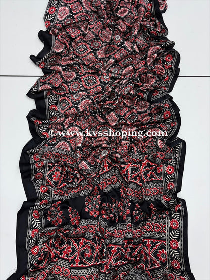 Soft Crepe Ajrakh Budget saree (Celebrate Inspired)