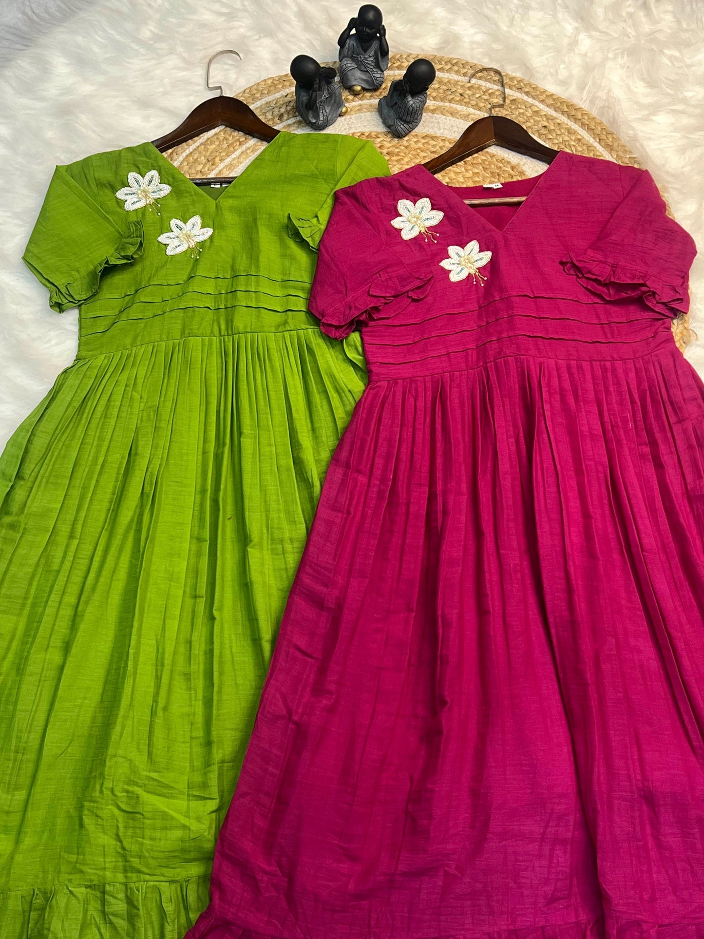 Hand work Mul Cotton party wear gowns