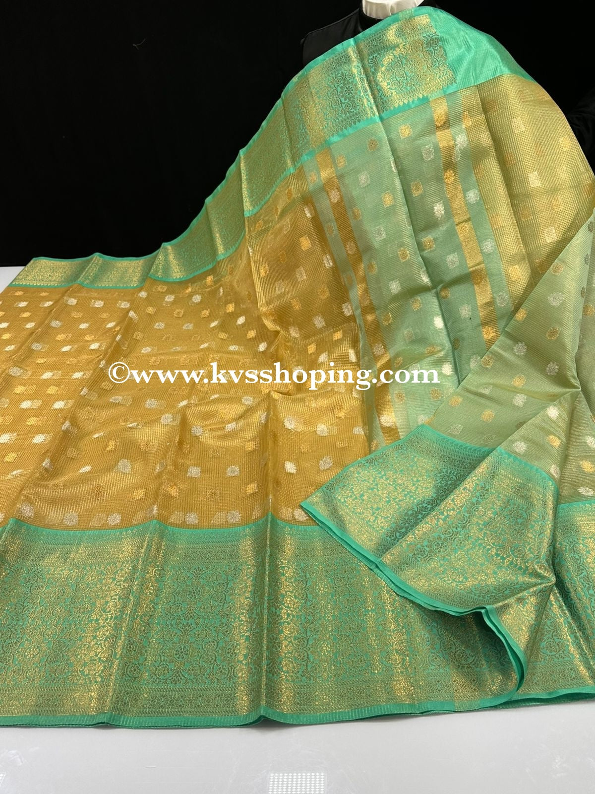 Semi Soft Golden Kota Tissue Budget Sareea (Celebrate inspired)