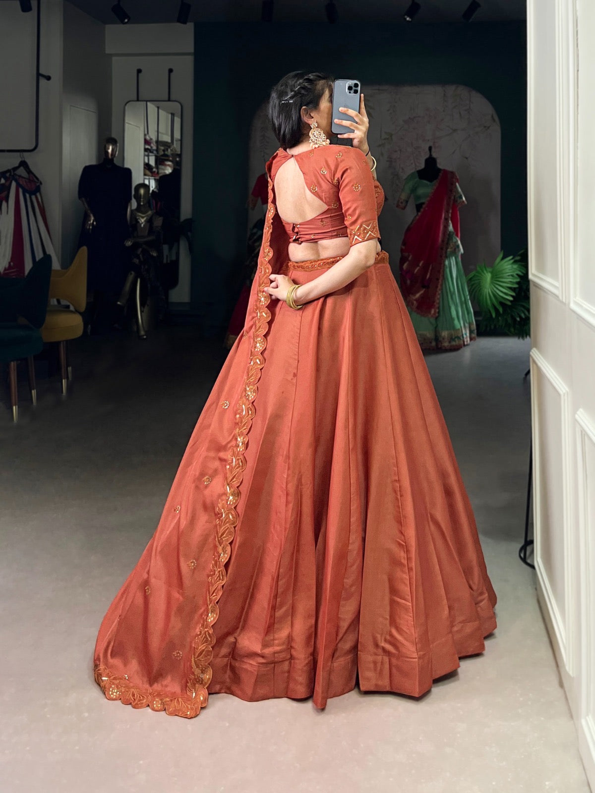 Wrapped in rust, woven with elegance Lehenga