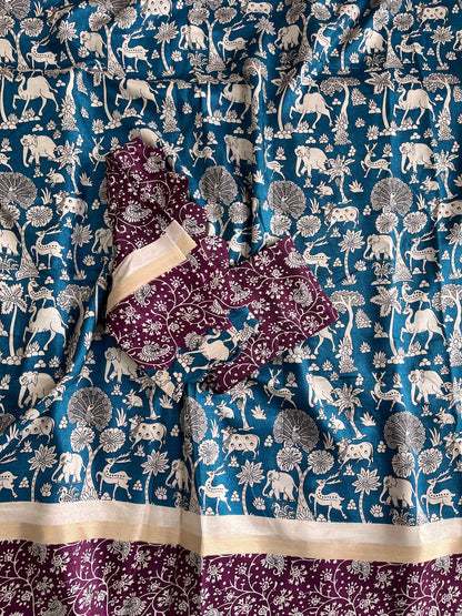 Mangalkari saree with pichwai print on all over the saree