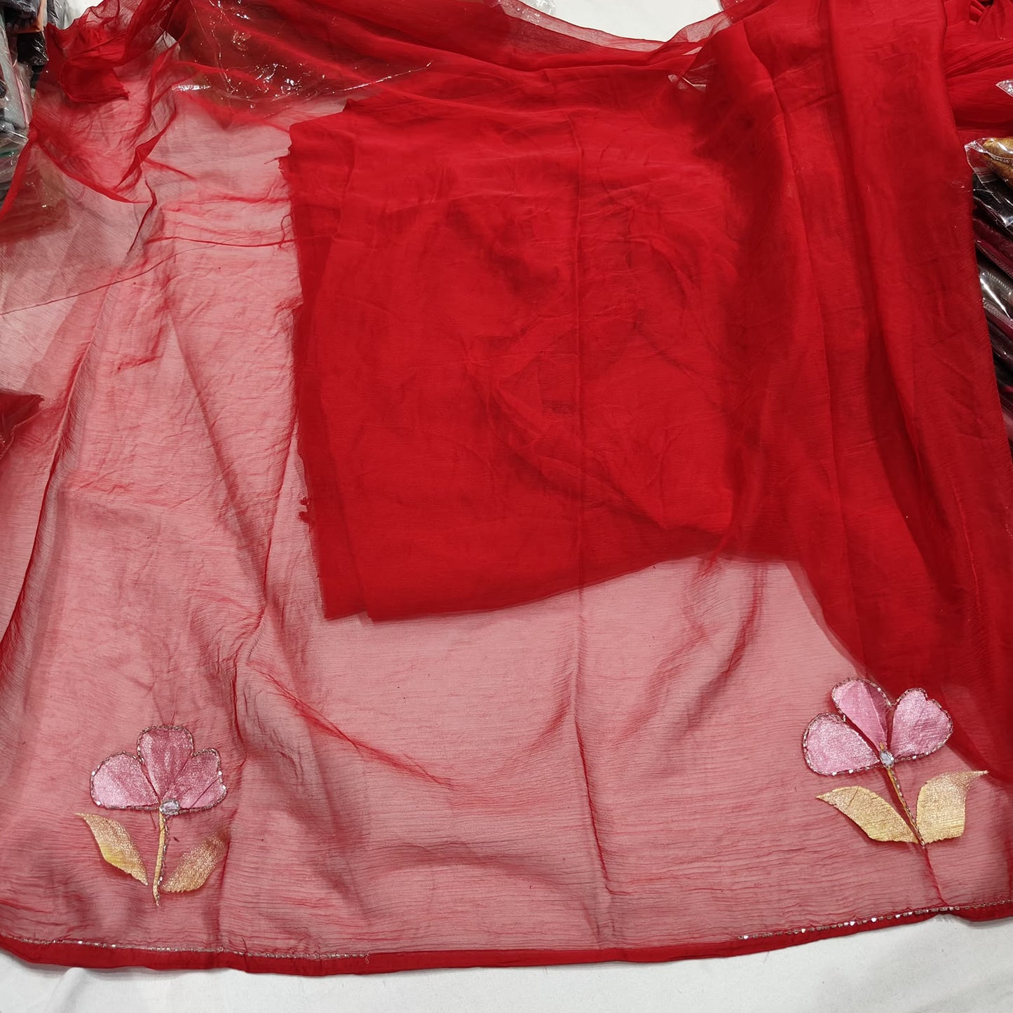 Aakasam Hand painted Chiffon Handwork trending  sarees