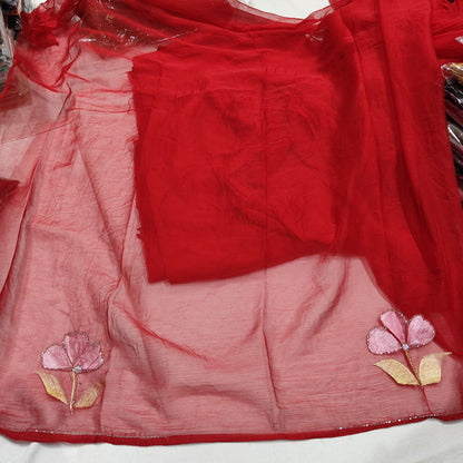 Aakasam Hand painted Chiffon Handwork trending  sarees
