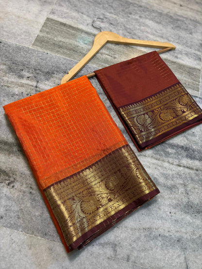 Vintage Checks  trending tradition saree