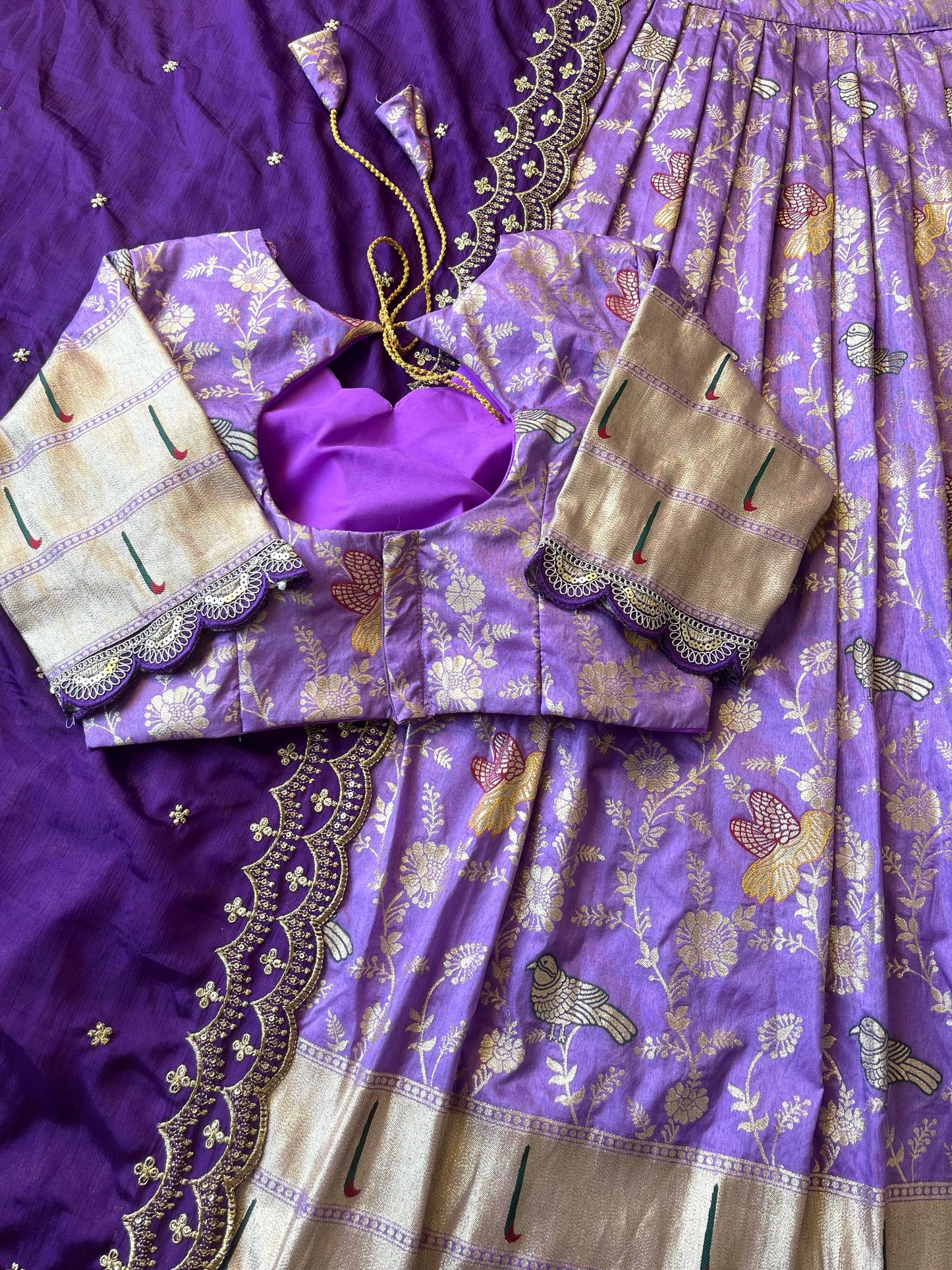 Flower Concept with Muniya paithani border fully stitched lehengas