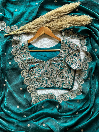 Luxe Saree With Stitched blouse space silk saree