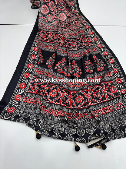 Soft Crepe Ajrakh Budget saree (Celebrate Inspired)