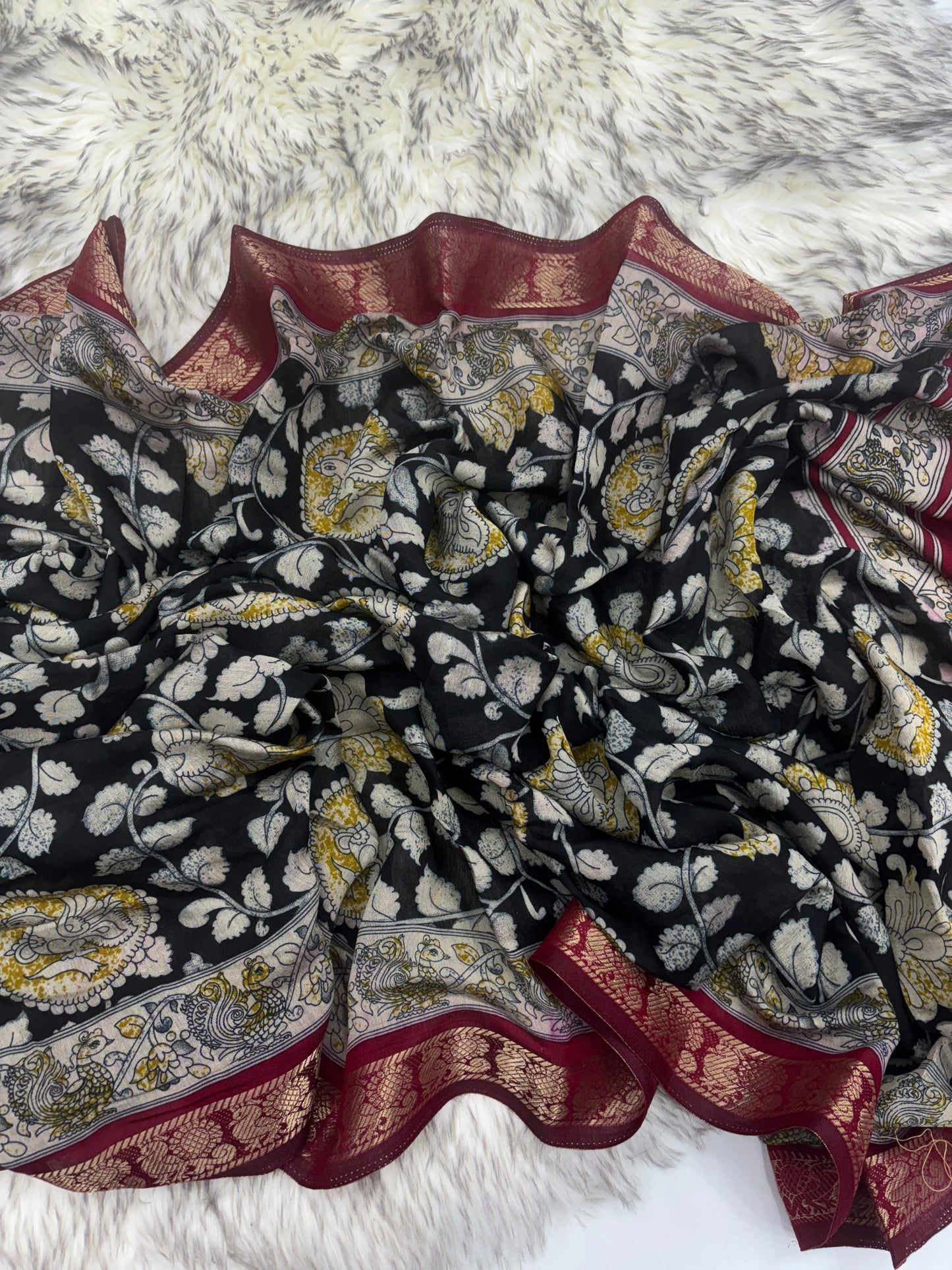 Kalamkari Magalkari viscous silk saree budget