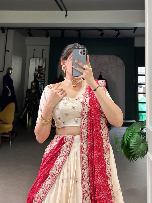 Vichitra Silk Lehenga with Exquisite Sequins and Thread Embroidery Choli