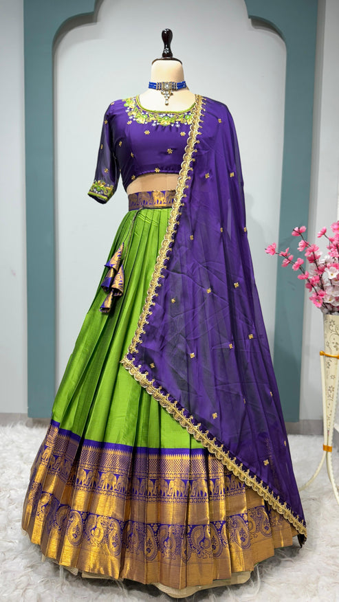 Pure Kanchipuram Maggam Lehengas with pure work