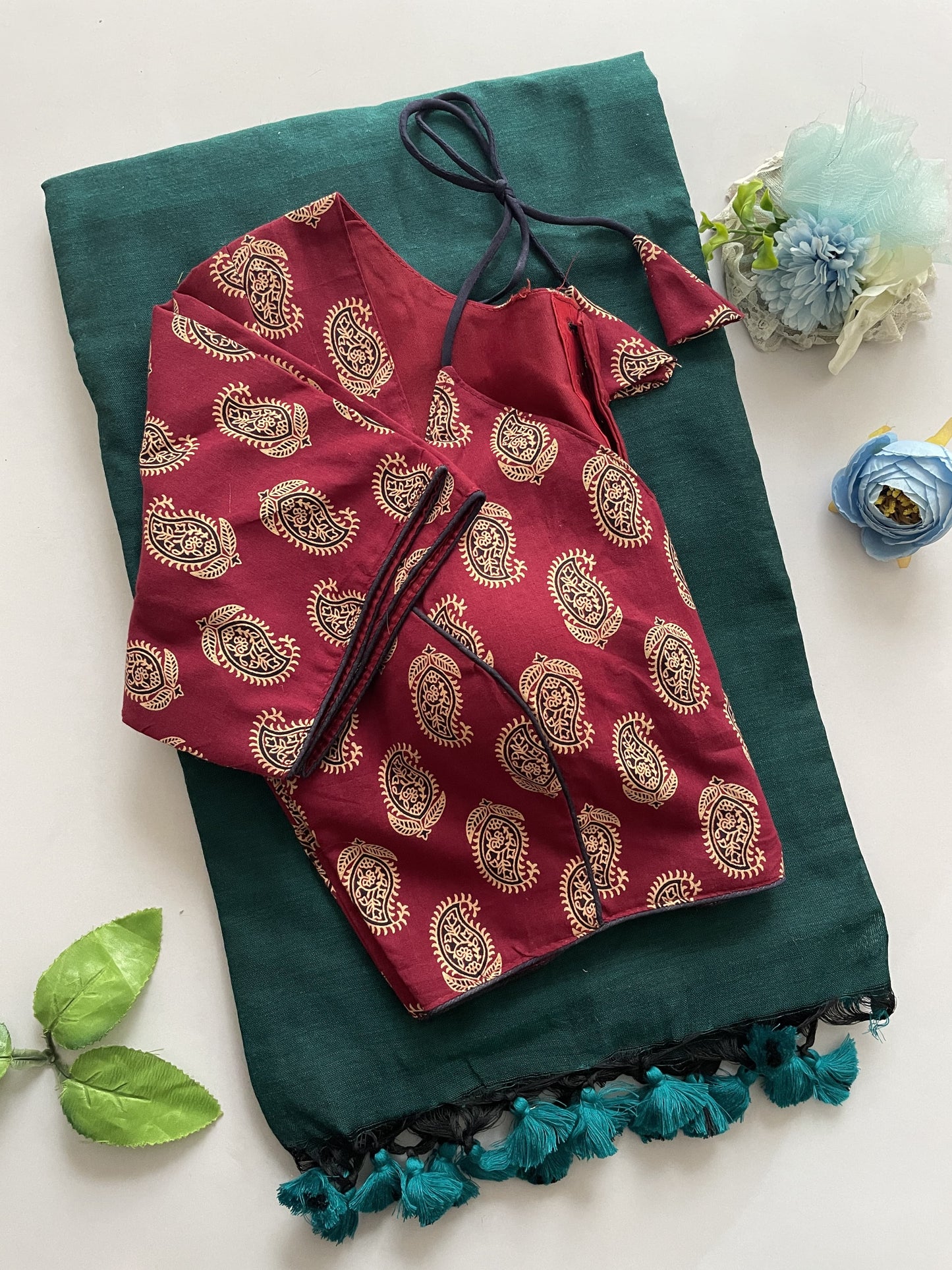 Khadi Cotton Ajrakh Stitched Blouse