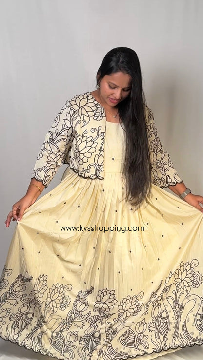 Tussarsilk pure Kalamkari 2 in one gown