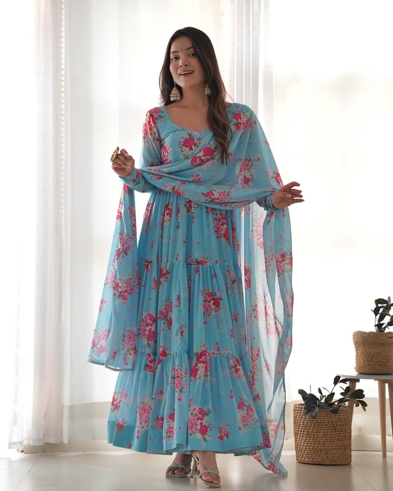 Georgette long Anarkali set /Kurta