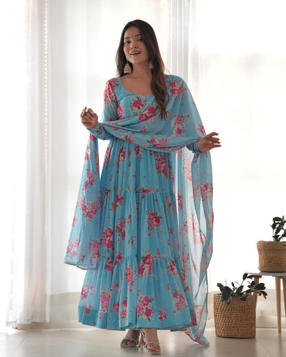 Georgette long Anarkali set /Kurta
