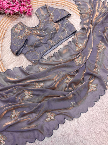 Butterfly Designer saree with stitched blosue