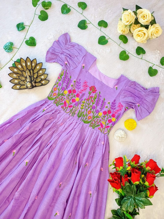 kora Cotton with multicolour thread work Midi Dress gowns