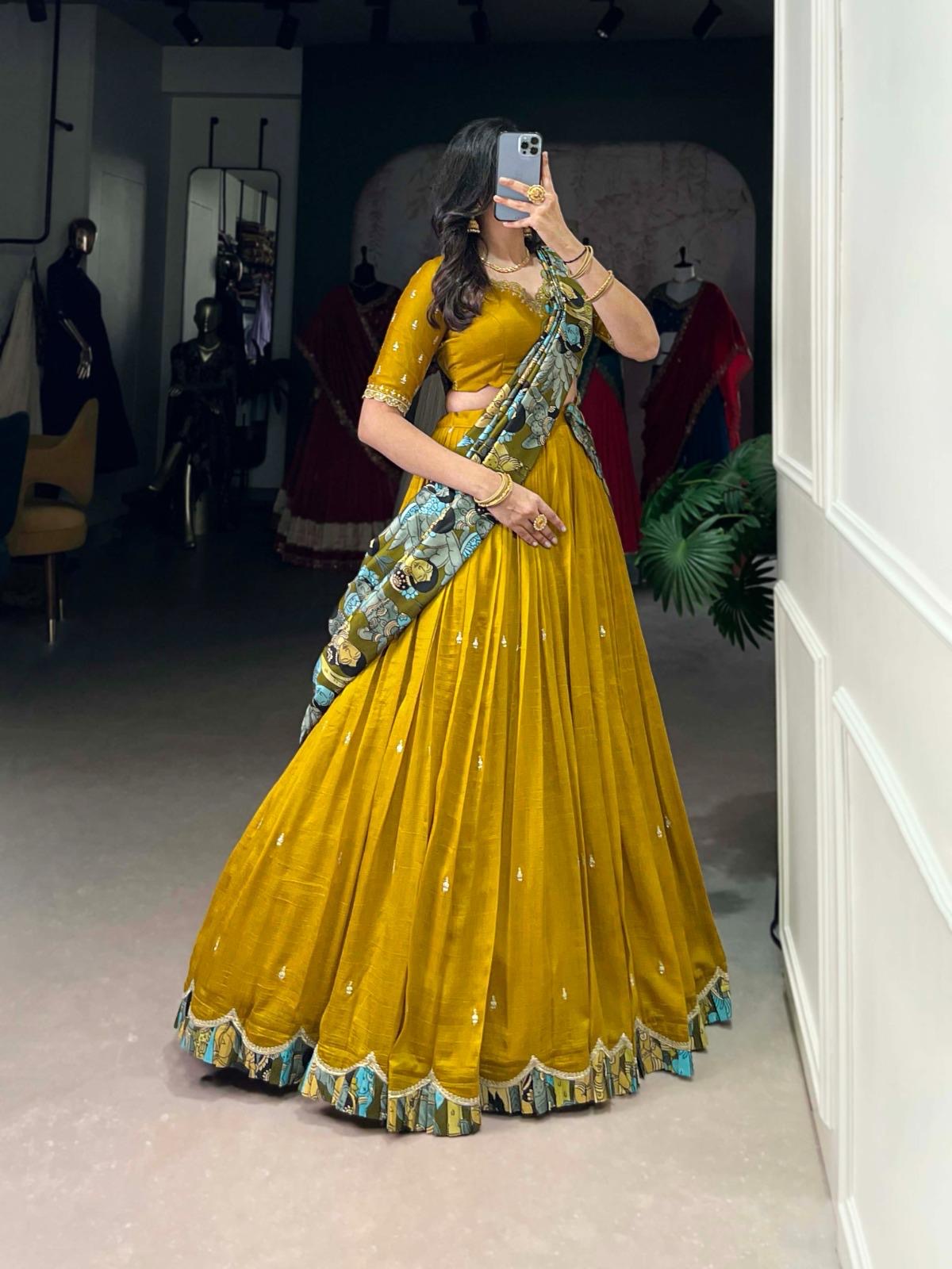 Kalamkari new vichitra  silk  Lehnags’s