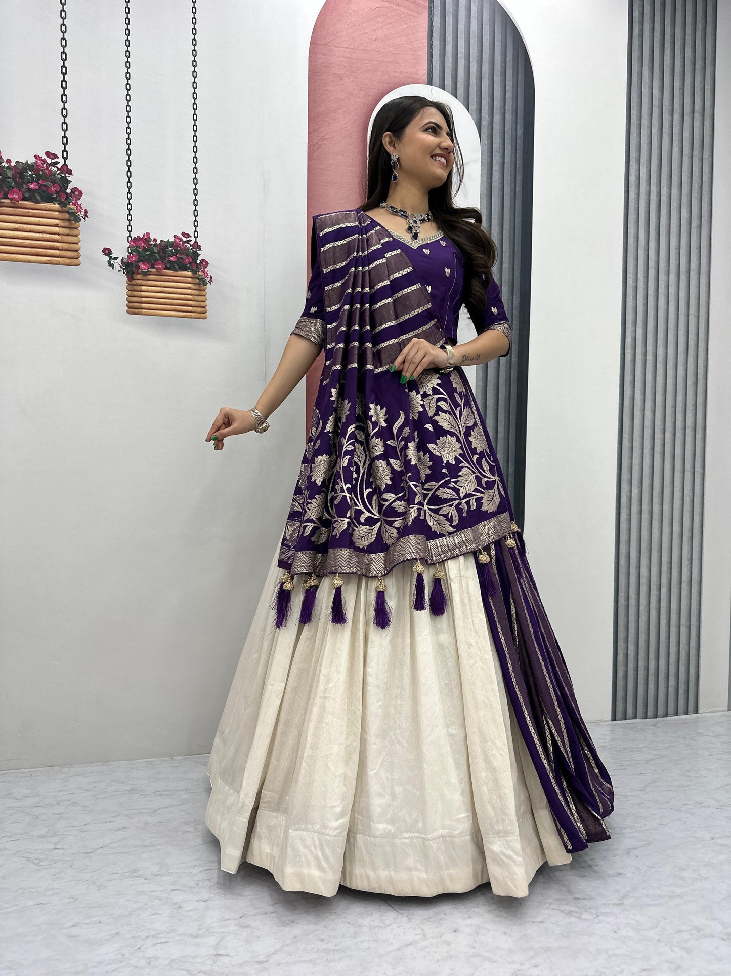 Trending  Concept lehenga with Banarasi saree
