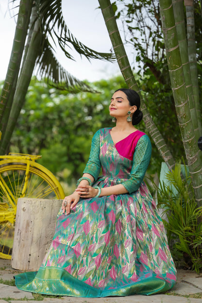 Banarasi Soft silk copper weaving gowns