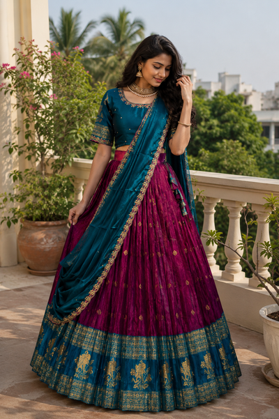 Kanjivaram saravanmasam Designer semiPattu Lehenags