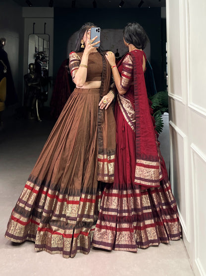 A tale Of Royalty Woven in Chanderi Zari Lehenga