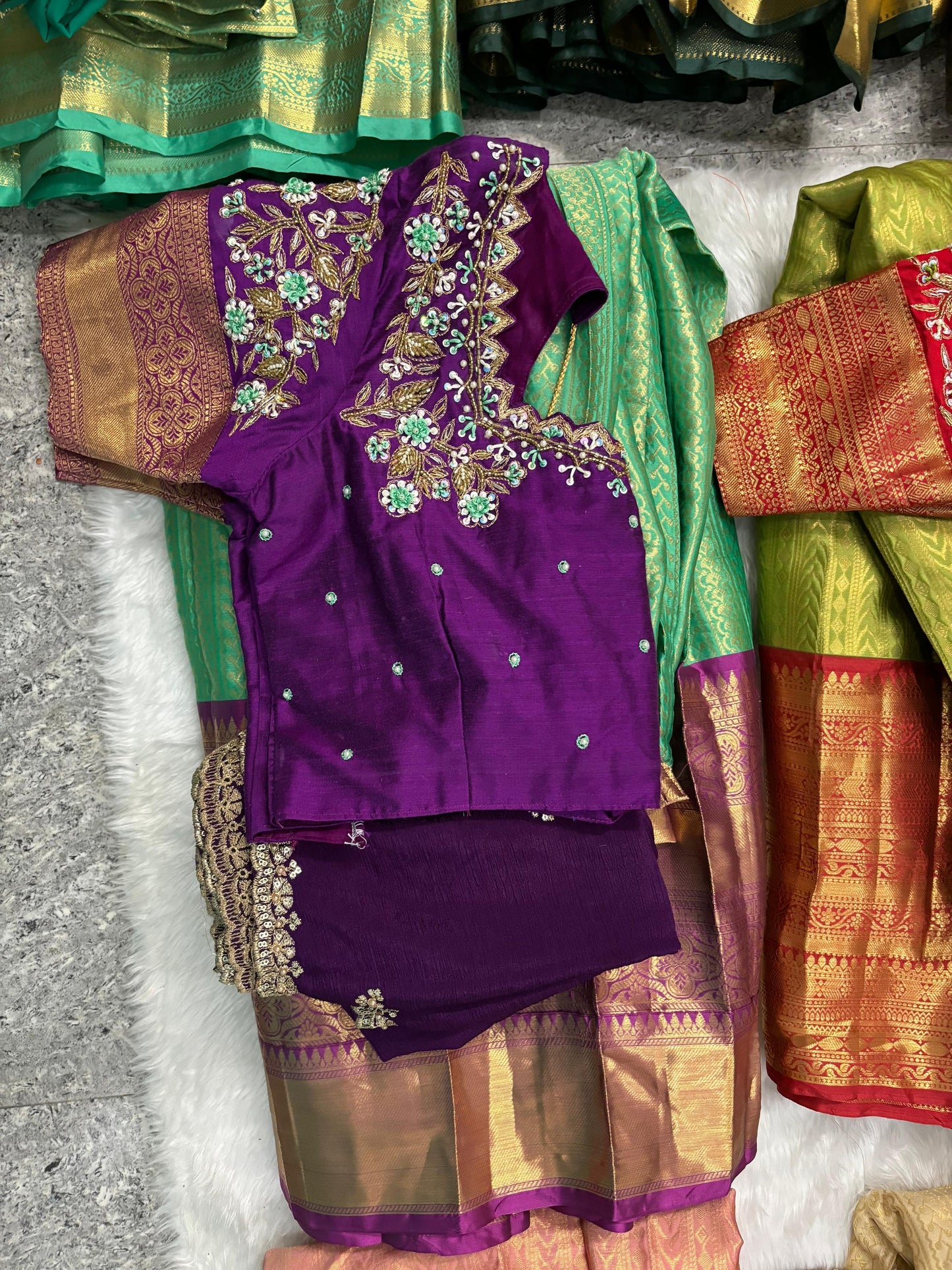 Kanchipuram Maggam work Lehenga sets