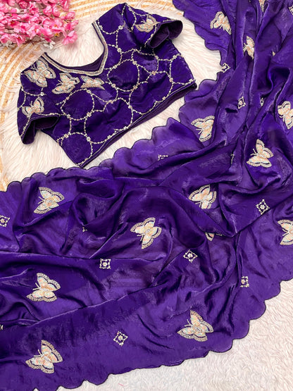 Butterfly Designer saree with stitched blosue