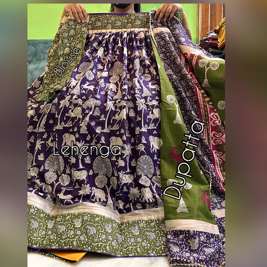 Kalamkari semi stich Lehengas