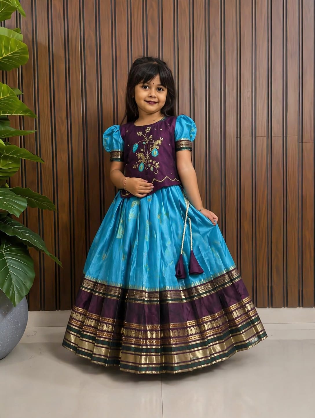 Kids special cute weaving with work blouses
