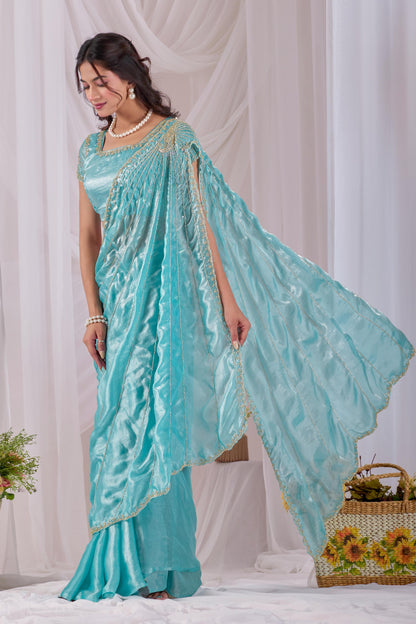 Space silk Luxe Maggam work saree Uniqe sarees