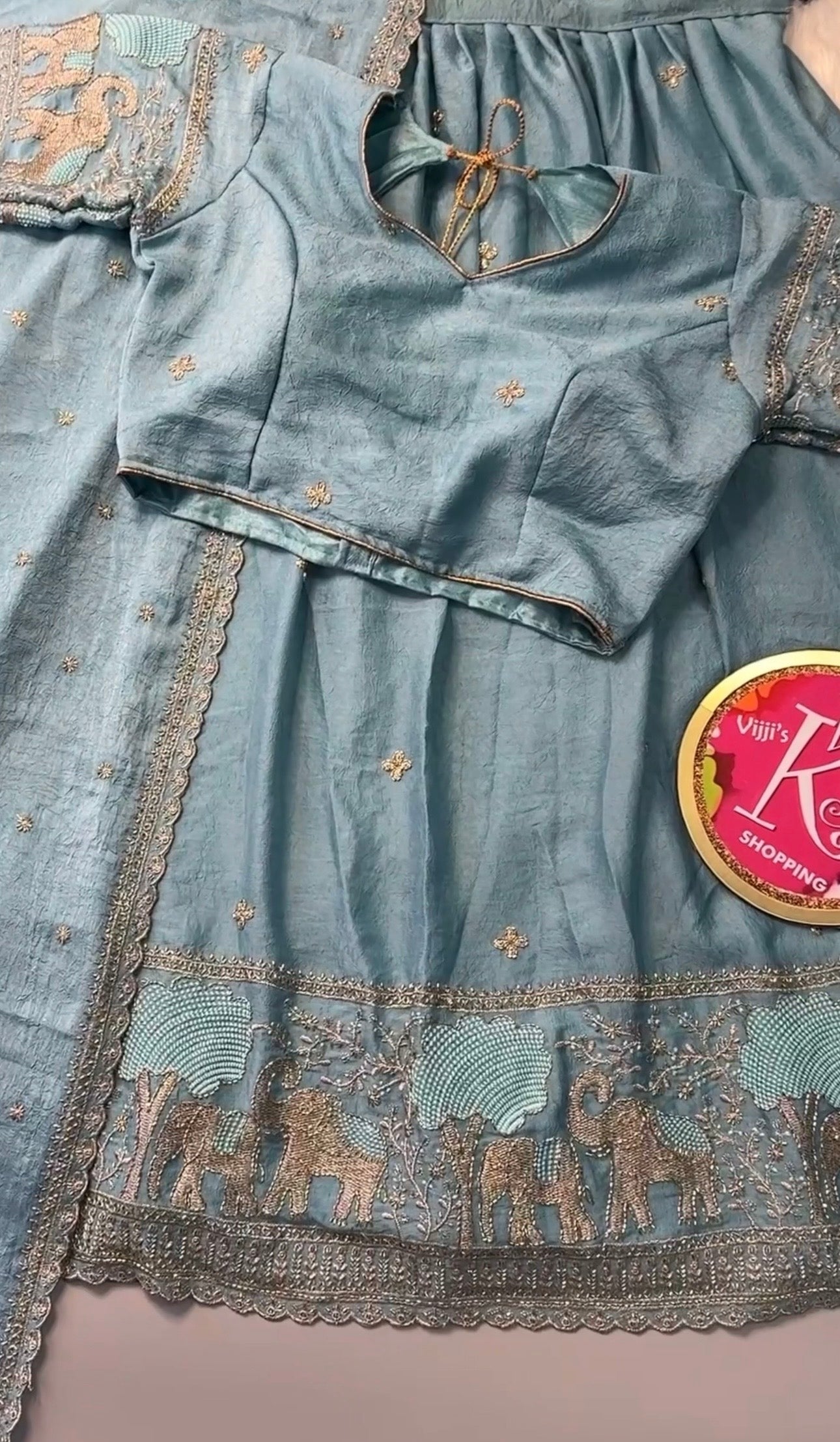 Elephant handwork cutwork Lehenga