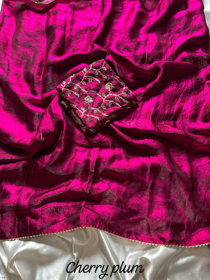 Rust Orange Desginer saree with Stitched Blouse Instgram best seller