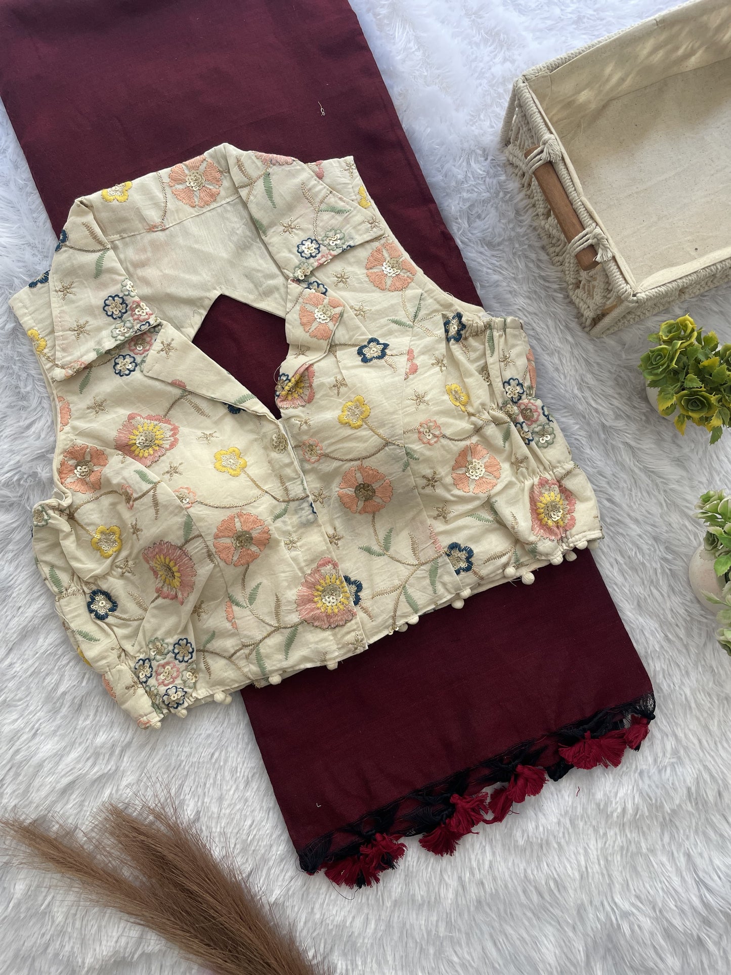 Khadi cotton budget sarees with stretchable stitched blouse
