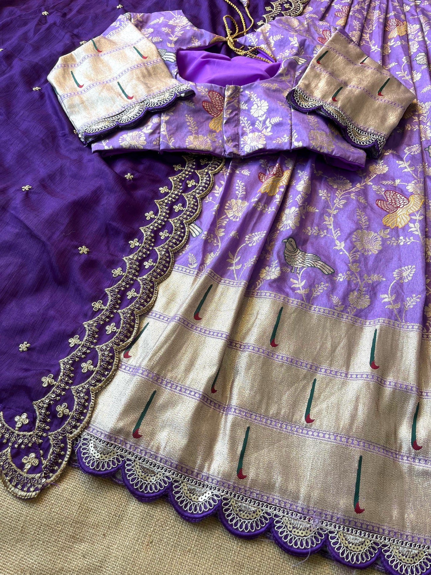 Flower Concept with Muniya paithani border fully stitched lehengas