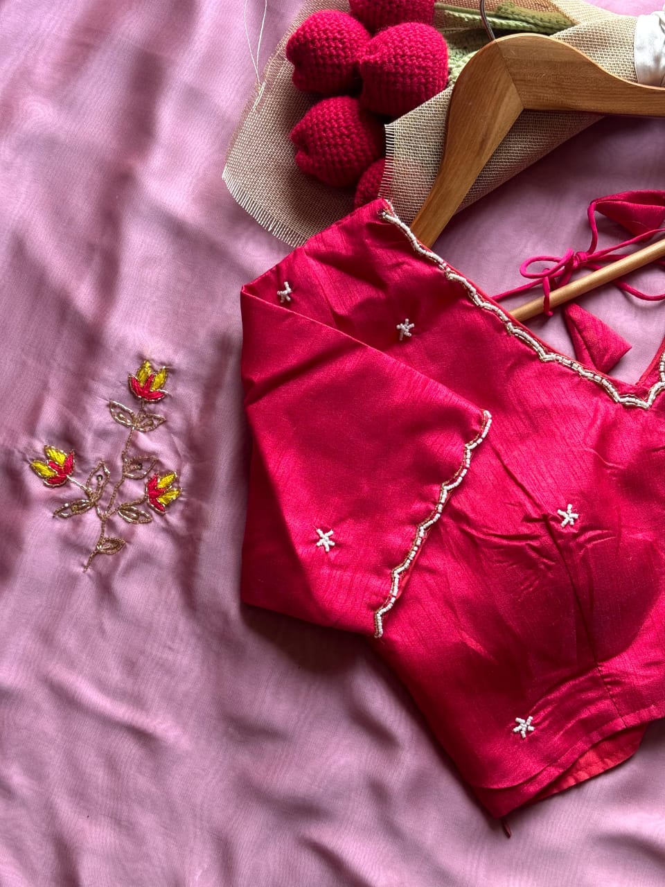 Luxe Pearl Stitched Blouse sarees