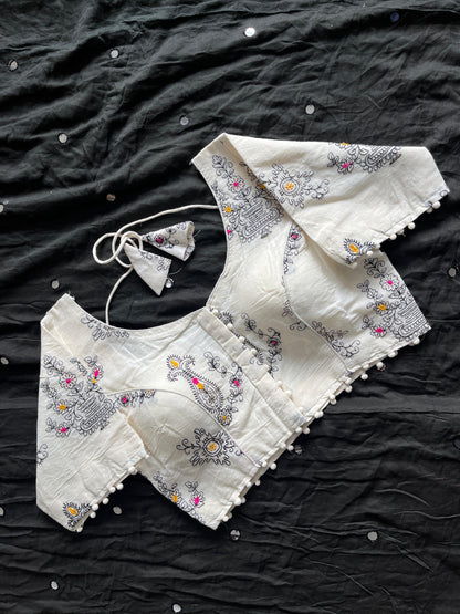 Khadi Cotton Saree with Desginer Stitched Blouse