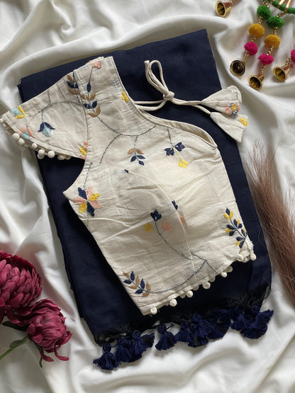 Khadi cotton with Heavy Embroidery work blouse